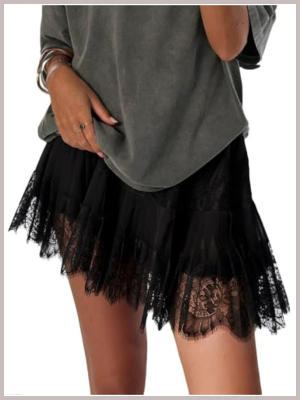 JURIS Lace Slip Mini Skirt Low Rise Y2K Layered Pleated Ruffle Flowy Mesh